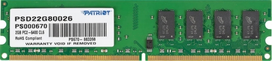 RAM DIMM 2GB DDRII PATRIOT PSD22G80026 (PC6400, 800MHz)