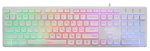 Keyboard Oklick 550ML (White, Slim, Multimedia LED, USB)