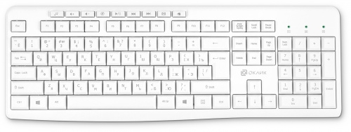 Wireless Keyboard Oklick K225W (White, Multimedia, USB)