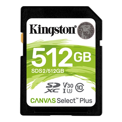 Memory Card SD Card Kingston 512GB Canvas Select Plus (SDXC, UHS-I, Class 10)