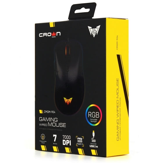 Մկնիկ CrownMicro CMGM-904, Gaming (7xButtons, 7000dpi, 1000Hz, Backlight, USB)