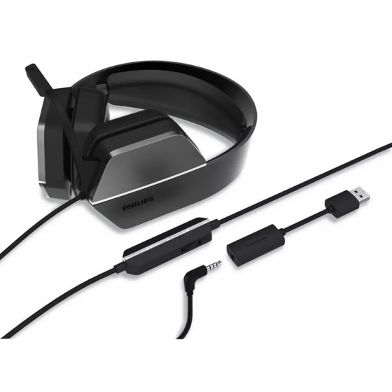Наушники с микрофоном Philips Gaming Headset TAG4106BK (1x3.5mm Jack + USB Adapter, 1.8m, Black)