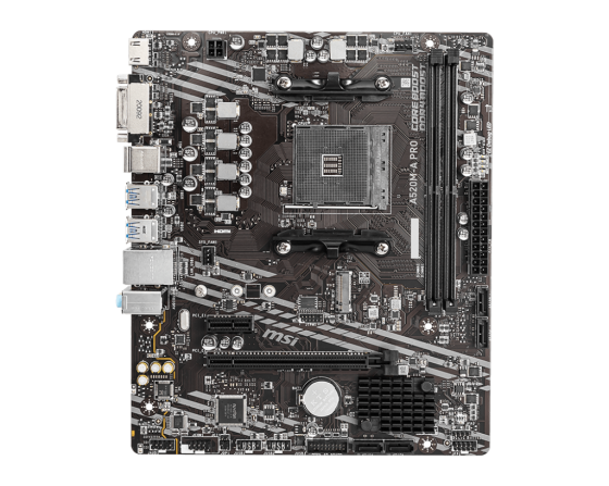 Մայրական սալիկ MSI A520M-A PRO (S-AM4, A520, DVI, HDMI, 2xPCI-E, 2DDR4, M.2, SATA3, GbLAN)