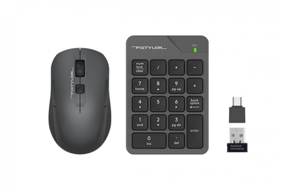 Wireless Keyboard+Mouse A4Tech Fstyler FG1600C Air (Numpad, Slim, Black, USB)