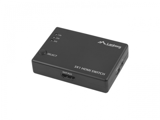 KVM-Switch  3port LANBERG SWV-HDMI-0003 (3xHDMI, Micro USB, Remote Controller)
