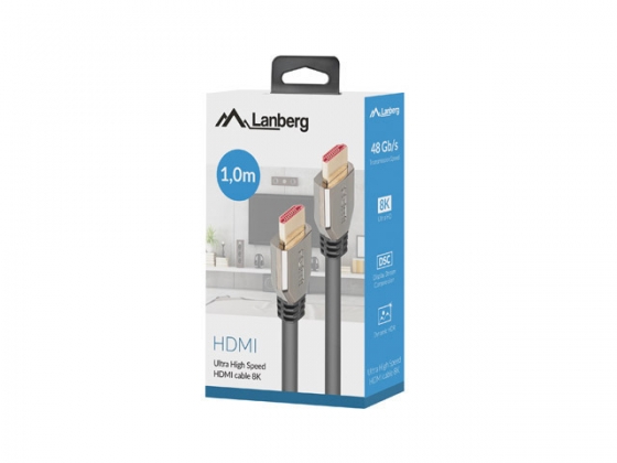 Cable LANBERG CA-HDMI-30CU-0010-BK HDMI-HDMI V2.1 8K 60Hz BLACK 1M