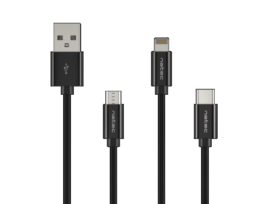 Cable Natec Prati NKA-1202 3-in-1 (Micro USB(M)+Lightning(M)+USB-C(M), 1m)