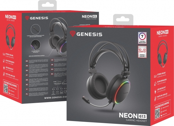 Headphones with Microphone Genesis NSG-2092 NEON 613 BLACK, RGB, Gaming (Mini-Jack/USB)