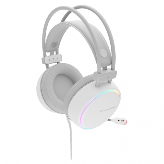 Headphones with Microphone  Genesis NSG-2093 NEON 613 WHITE, RGB, Gaming (Mini-Jack/USB)