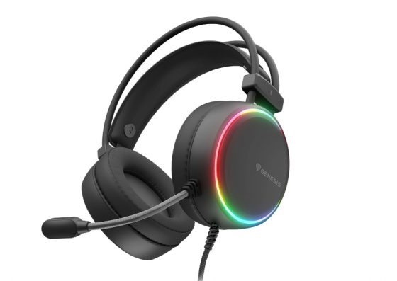 Headphones with Microphone Genesis NSG-2307 NEON 613 G2 RGB ILLUMINATION Black, Gaming (Mini-Jack)