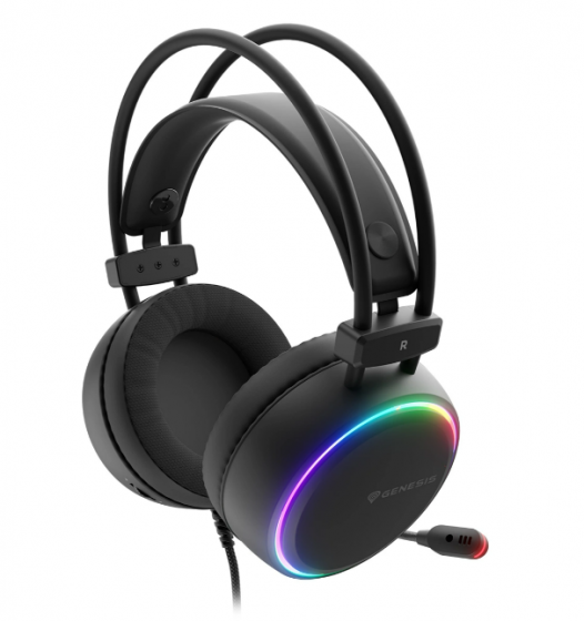 Headphones with Microphone Genesis NSG-2307 NEON 613 G2 RGB ILLUMINATION Black, Gaming (Mini-Jack)