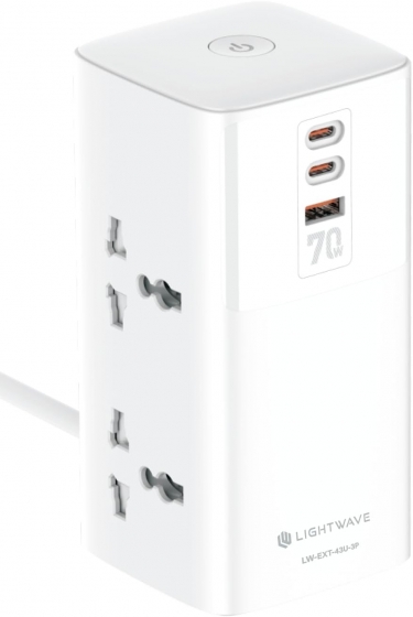 Сетевой фильтр Lightwave LW-EXT-44U-2P (4 Universal Sockets, 4xUSB, 2.0m, Black)