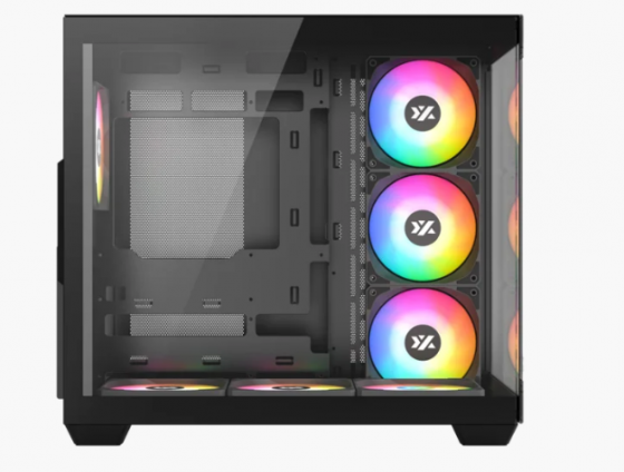 Корпус MidiTower XYZ TESSERACT X Black (w/o PSU, Front and Side TG, 7x Integrated A-RGB Fans w/ Controller, X-CS-TESSERACTX-B)
