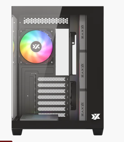 Корпус MidiTower XYZ TESSERACT X Black (w/o PSU, Front and Side TG, 7x Integrated A-RGB Fans w/ Controller, X-CS-TESSERACTX-B)