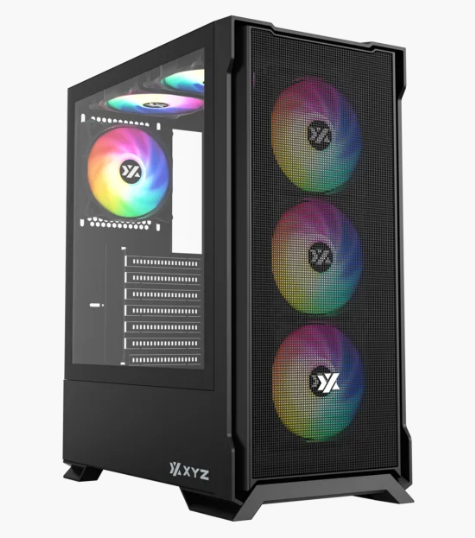 Корпус MidiTower XYZ AIRONE 300-X MESH (w/o PSU, Side TG, 6x Integrated A-RGB Fans, X-CS-AIRONE3XM-B)