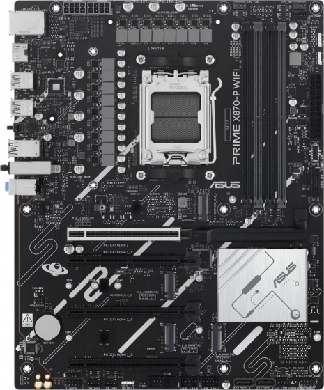 Мат. плата ASUS PRIME X870-P WIFI (S-AM5, X870, HDMI, 1xPCI-E 5.0, 3xPCI-E 4.0, 4xDDR5, SATAIII RAID, PCI, SATA3, BT5.4, 2.5GbLAN)
