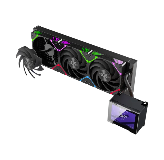 Кулер система жидкостного охлаждения XYZ AQUAPULSE 360 Black (INTEL/AMD, A-RGB Screen, X-WC-AQUA-360B)