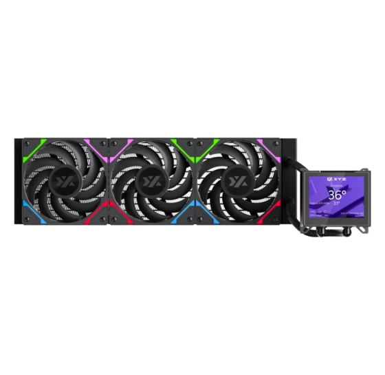Кулер система жидкостного охлаждения XYZ AQUAPULSE 360 Black (INTEL/AMD, A-RGB Screen, X-WC-AQUA-360B)