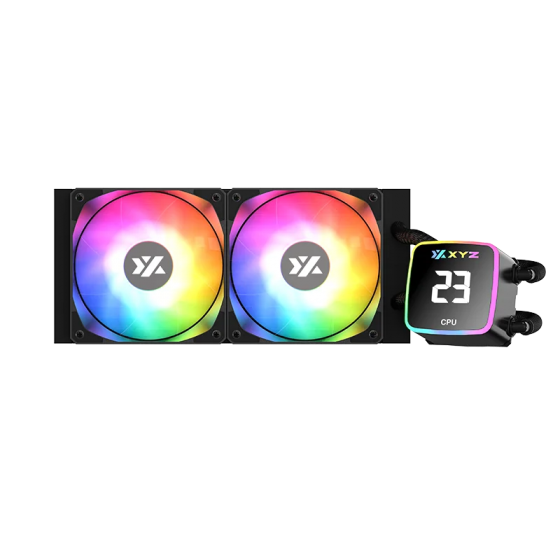 Кулер система жидкостного охлаждения XYZ AQUAPULSE 240 Black (INTEL/AMD, A-RGB Screen, X-WC-AQUA-240B)