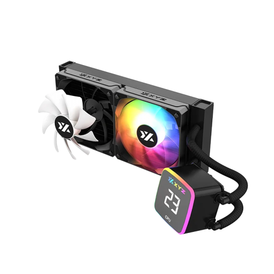 Кулер система жидкостного охлаждения XYZ AQUAPULSE 240 Black (INTEL/AMD, A-RGB Screen, X-WC-AQUA-240B)