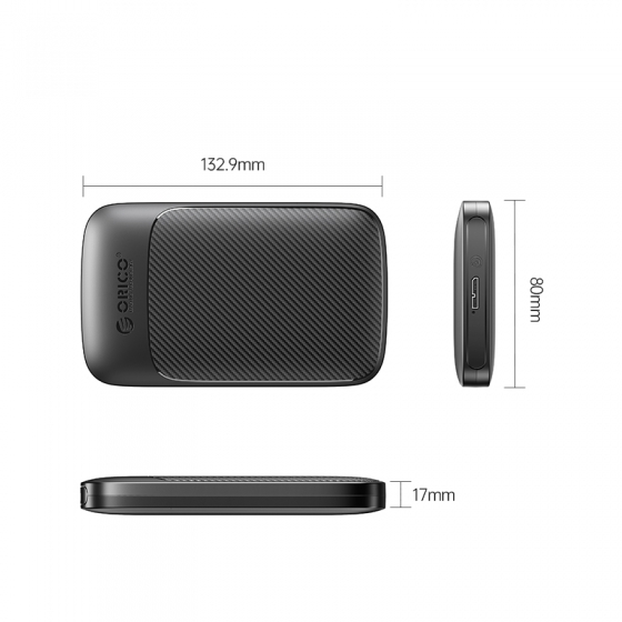Жесткий диск внешний корпус для HDD/SSD Orico 2020U3-V1-BK-EP-HW (ABS Plastic, 2.5