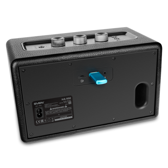 Колонка SVEN HA-950 (60W, MDF/Eco-leather, Bluetooth, USB, Micro SD, R/C, Black)