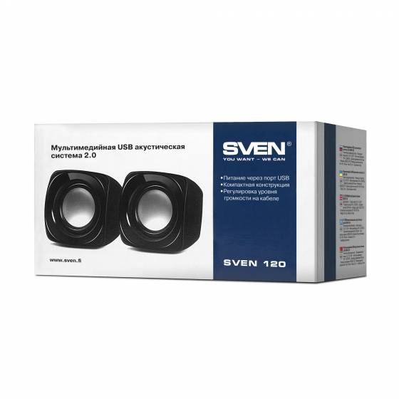 Колонки SVEN 120 (2.0, 2x2.5W, USB, Black)
