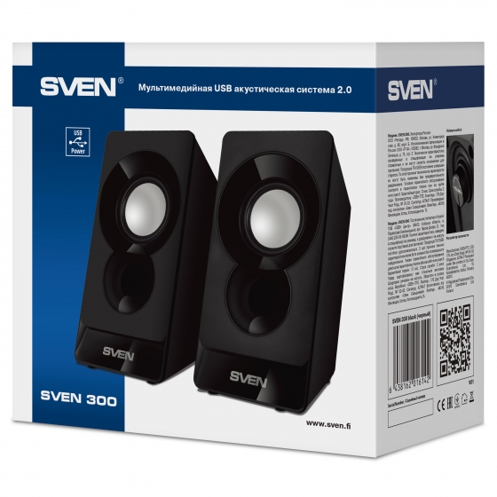 Колонки SVEN 300 (2.0, 2x3W, USB, Black) Колонки SVEN 300 (2.0, 2x3W, USB, Black)