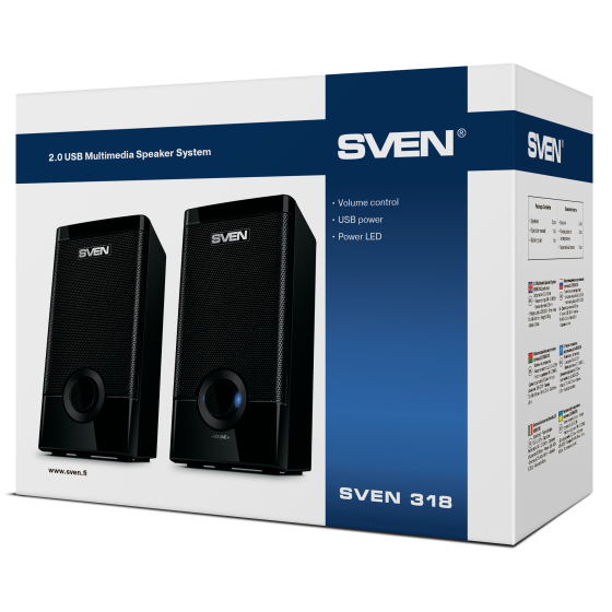 Колонки SVEN 318 (2.0, 2x2.5W, USB, Black)
