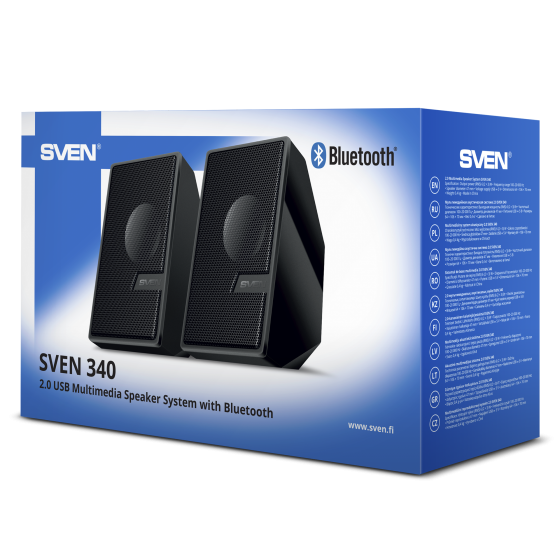 Колонки SVEN 340 (2.0, 2x3W, USB, Bluetooth, R/C, Black) Колонки SVEN 340 (2.0, 2x3W, USB, Bluetooth, R/C, Black)