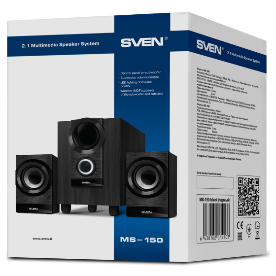 Колонки SVEN MS-150 (2.1, 8W + 2x3.5W, Black) Колонки SVEN MS-150 (2.1, 8W + 2x3.5W, Black)