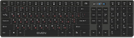 Клавиатура беспроводная SVEN KB-E5300W (12xFn keys, USB, Graphite)