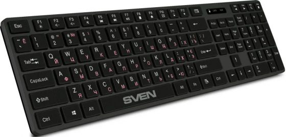 Клавиатура беспроводная SVEN KB-E5300W (12xFn keys, USB, Graphite)