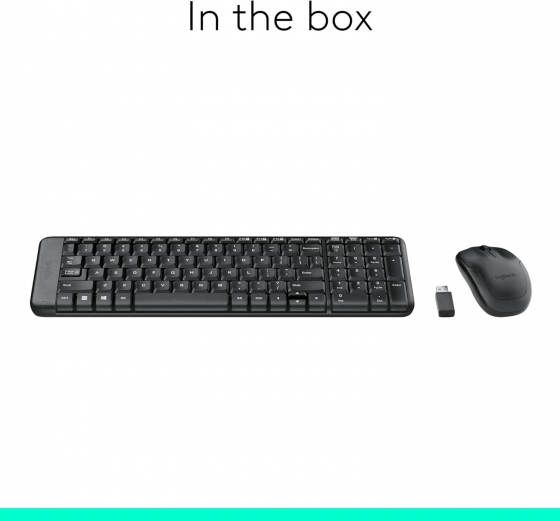 Клавиатура+Мышь беспроводные Logitech MK220 (US-Layout, Black, USB)