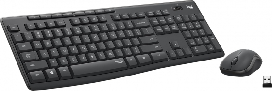 Клавиатура+Мышь беспроводные Logitech MK295 (US-Layout, Graphite, USB)