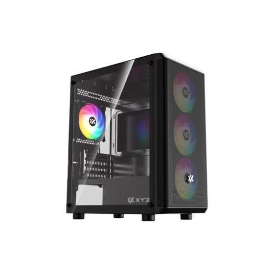 Корпус MidiTower XYZ AIRONE 60 MESH Black (w/o PSU, Side TG, Integrated A-RGB Fans, X-CS-AIRONE60-M-B)