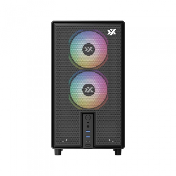 Корпус MidiTower XYZ ATOM Black (w/o PSU, Side TG, Integrated Fans, X-CS-ATOM-B)