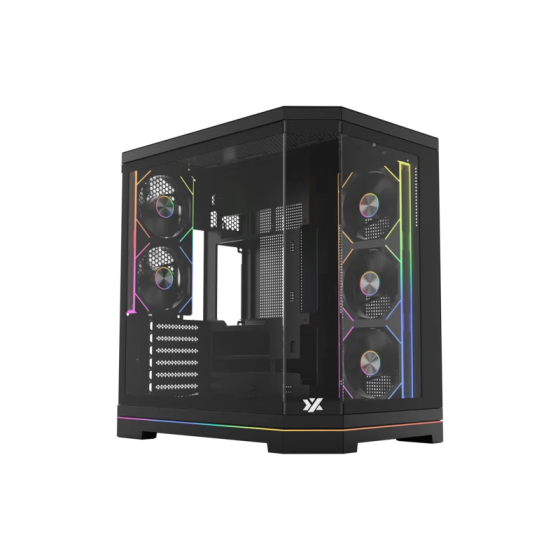 Корпус MidiTower XYZ NEUTRON X 100 Plus Black (w/o PSU, Side TG, Integrated A-RGB Fans, X-CS-NEUTRONX100P-B)