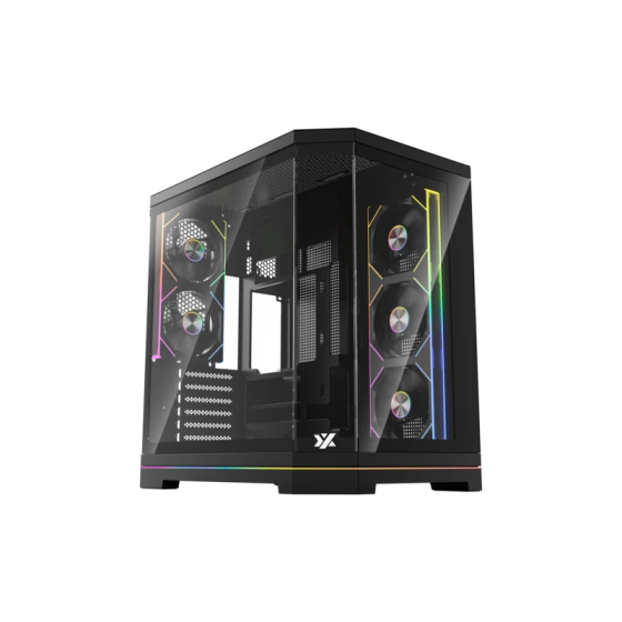 Корпус MidiTower XYZ NEUTRON X 100 Plus Black (w/o PSU, Side TG, Integrated A-RGB Fans, X-CS-NEUTRONX100P-B)