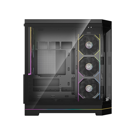 Корпус MidiTower XYZ NEUTRON X 100 Plus Black (w/o PSU, Side TG, Integrated A-RGB Fans, X-CS-NEUTRONX100P-B)