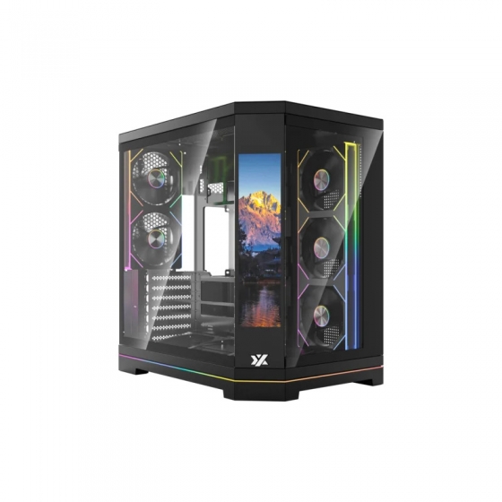 Корпус MidiTower XYZ NEUTRON X 100 Plus Black (w/o PSU, Side TG, Integrated A-RGB Fans, X-CS-NEUTRONX100P-B)