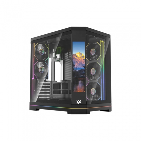 Корпус MidiTower XYZ NEUTRON X 100 Plus Black (w/o PSU, Side TG, Integrated A-RGB Fans, X-CS-NEUTRONX100P-B)