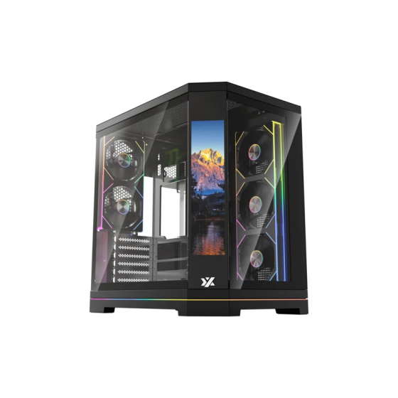 Корпус MidiTower XYZ NEUTRON X 100 Plus Black (w/o PSU, Side TG, Integrated A-RGB Fans, X-CS-NEUTRONX100P-B)