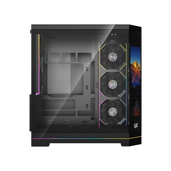Корпус MidiTower XYZ NEUTRON X 100 Plus Black (w/o PSU, Side TG, Integrated A-RGB Fans, X-CS-NEUTRONX100P-B)