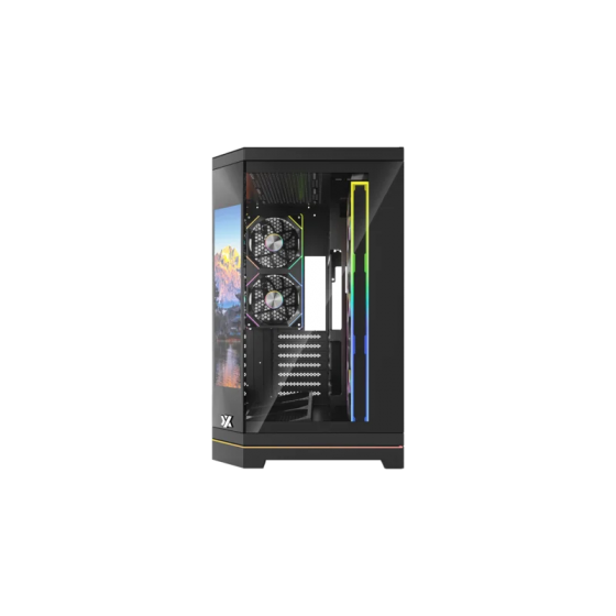 Корпус MidiTower XYZ NEUTRON X 100 Plus Black (w/o PSU, Side TG, Integrated A-RGB Fans, X-CS-NEUTRONX100P-B)