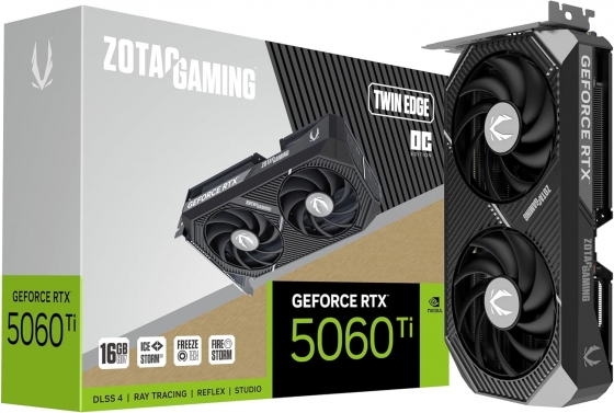 Видеокарта 16GB Zotac GeForce RTX5060 Ti Twin Edge OC (28000MHz, GDDR7, 128bit, HDMI/3xDP)