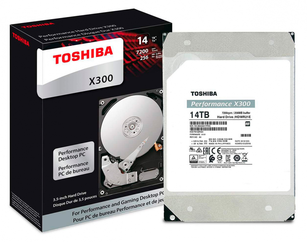 Жесткий диск Toshiba SATA-III 14Tb HDWR21EUZSVA X300 256Mb 3.5