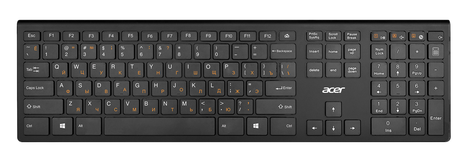Клавиатура Acer OKR020 черный USB беспроводная slim Multimedia| ZL.KBDEE.004