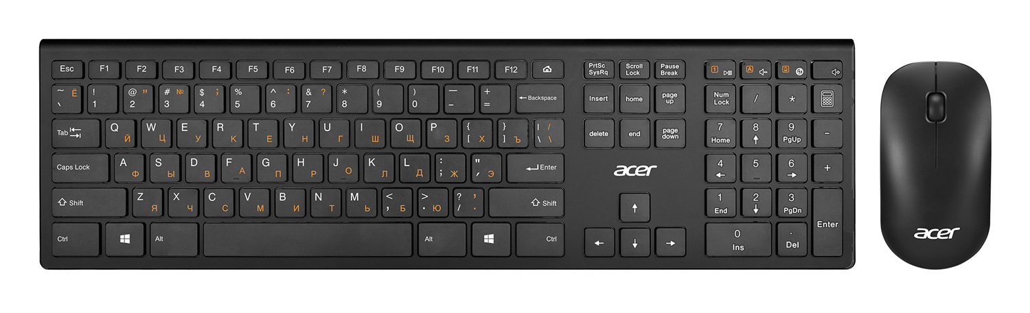 Клавиатура + мышь Acer OKR030 клав:черный мышь:черный USB беспроводная slim| ZL.KBDEE.005