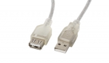 Удлинитель LANBERG CA-USBE-12CC-0018-TR CABLE USB 2.0 AM-AF 2.0 FERRITE TRANSPARENT 1.8M